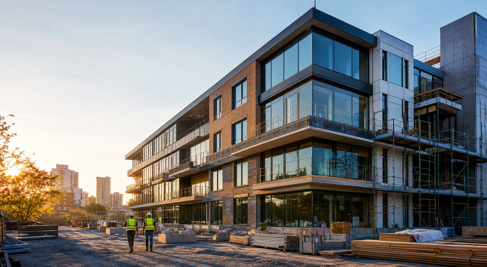 Modern building project nearing completion